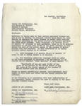Moe Howard & Joe DeRita Agreement Signed From 1959 Regarding ''THE OUTER SPACE PICTURE'' -- Single Page Measures 8.5'' x 11'' -- Chipping to Edges, Very Good Condition